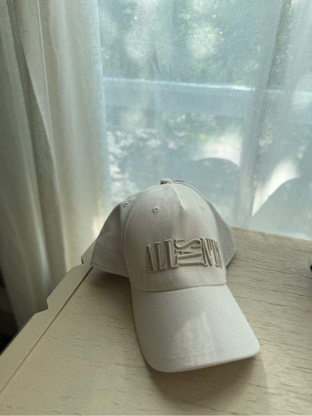 All Saints Cream-Beige Embroidered Baseball Cap